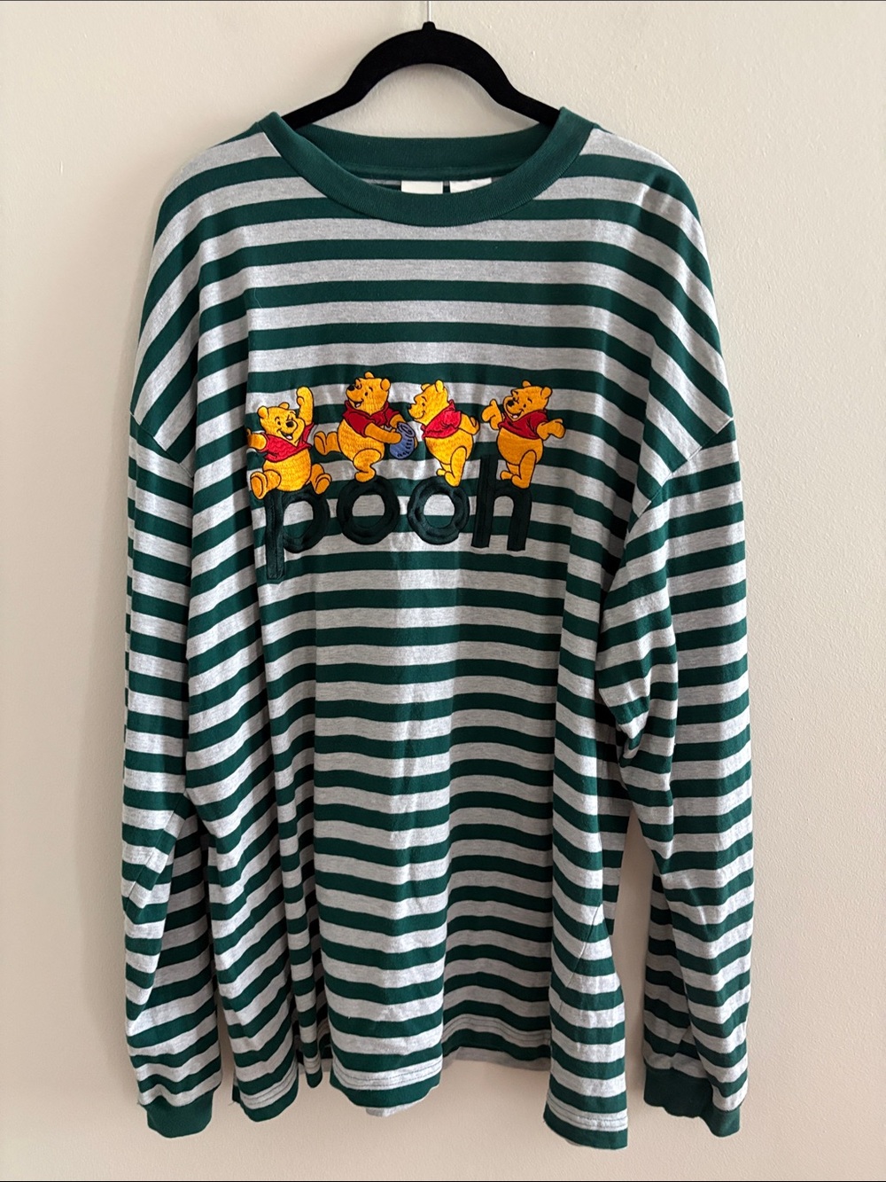 Disney Green & White Striped Winnie the Pooh Long Sleeve Tee
